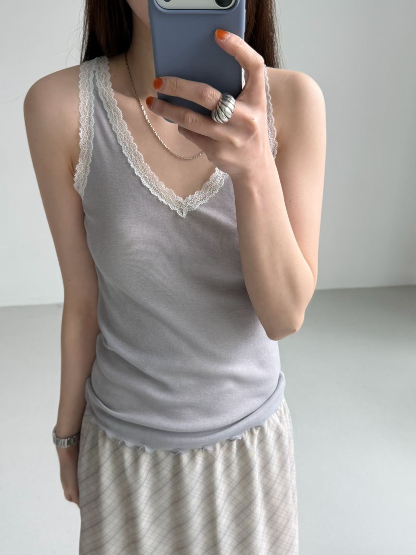 ARKIE/TAF韓國東大門代購女裝新品推薦人氣吊帶背心V領蕾絲ARKIE/TAF吊帶/背心