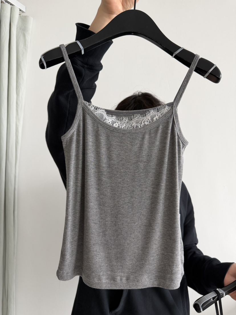 ARKIE/TAF韓國直郵女裝新品26春夏人氣吊帶背心蕾絲羅紋ARKIE/TAF吊帶/背心圖色3