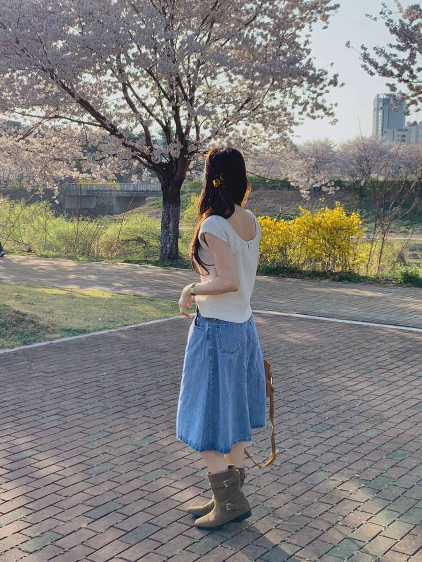 LA CREME韓國直郵實拍女裝新款休閑推薦半身裙中短裙褶皺LA CREME半身裙/中短裙