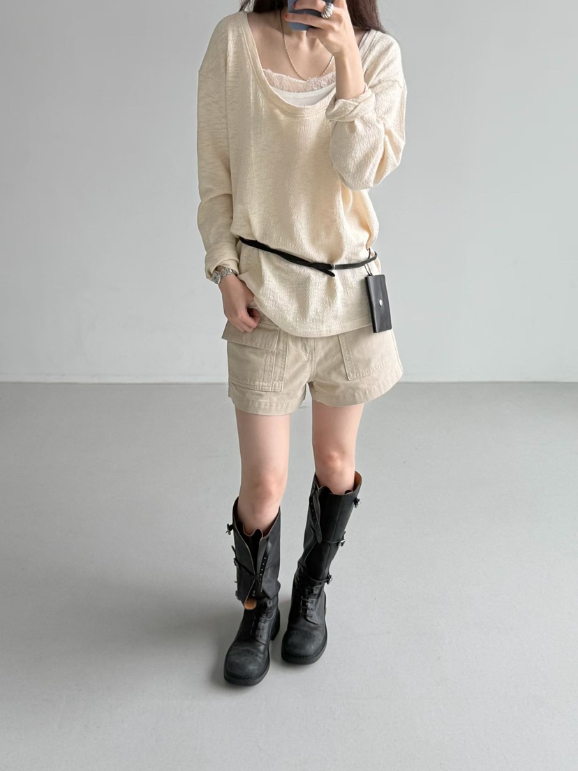 ARKIE/TAF韓國東大門直郵女士新品26春夏人氣短褲人字紋ARKIE/TAF短褲