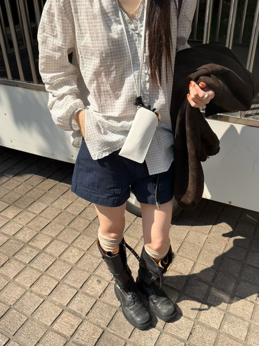 ARKIE/TAF韓國東大門直郵女士新品26春夏人氣短褲人字紋ARKIE/TAF短褲