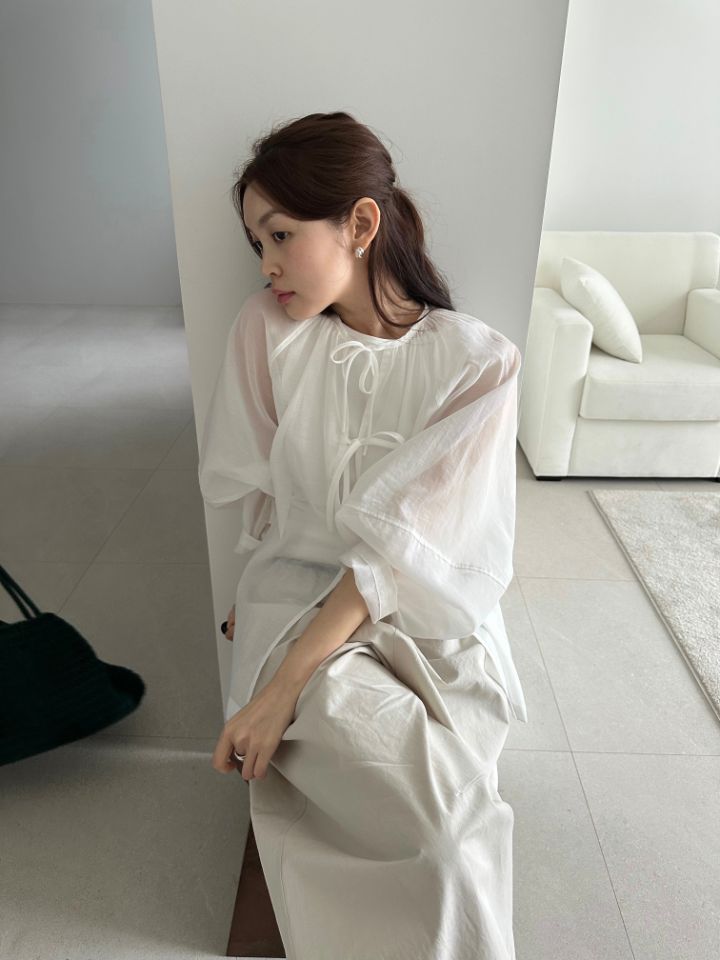 MARE韓國直郵實拍女士新品推薦休閑人氣時尚襯衫蕾絲衫褶皺MARE襯衫/蕾絲衫