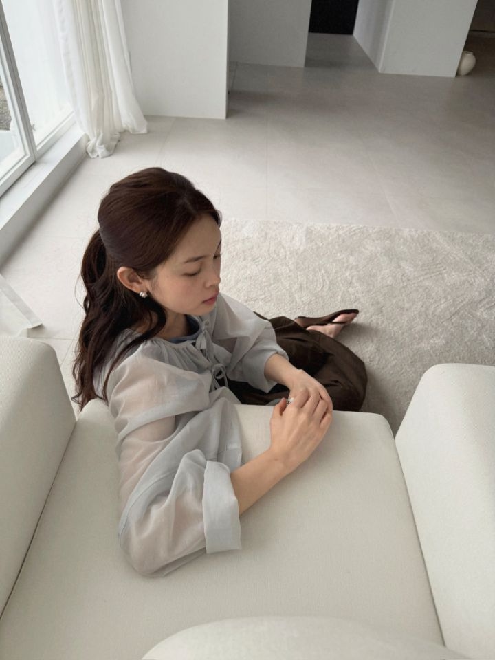 MARE韓國直郵實拍女士新品推薦休閑人氣時尚襯衫蕾絲衫褶皺MARE襯衫/蕾絲衫