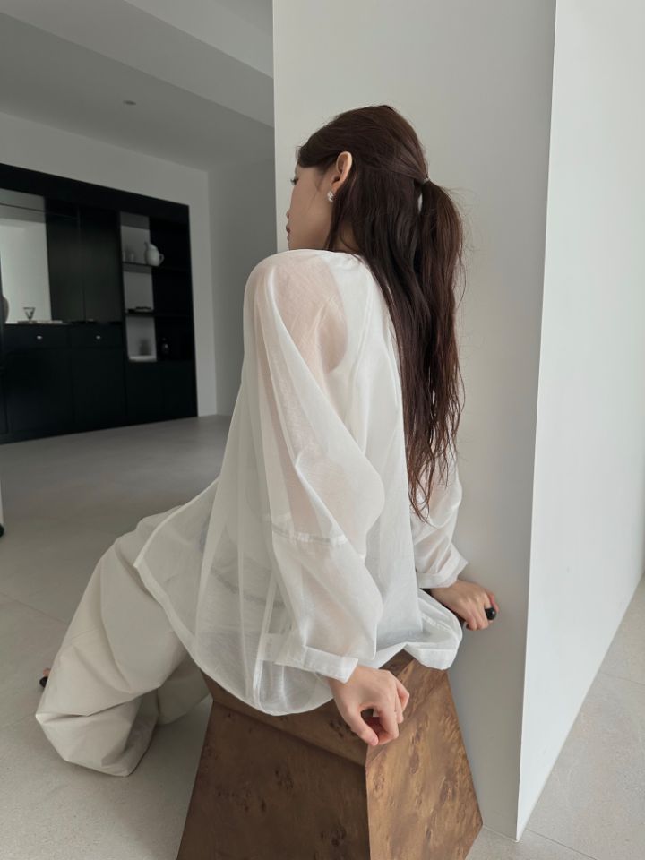 MARE韓國直郵實拍女士新品推薦休閑人氣時尚襯衫蕾絲衫褶皺MARE襯衫/蕾絲衫