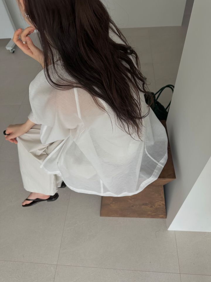 MARE韓國直郵實拍女士新品推薦休閑人氣時尚襯衫蕾絲衫褶皺MARE襯衫/蕾絲衫