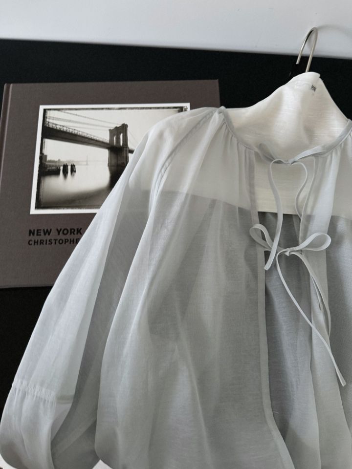 MARE韓國直郵實拍女士新品推薦休閑人氣時尚襯衫蕾絲衫褶皺MARE襯衫/蕾絲衫