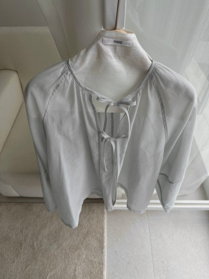 MARE韓國直郵實拍女士新品推薦休閑人氣時尚襯衫蕾絲衫褶皺MARE襯衫/蕾絲衫圖色2