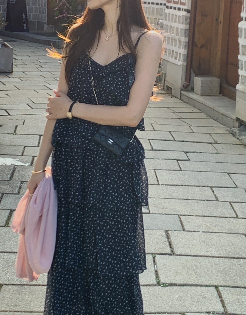 LA CREME韓國直郵實拍女裝新款熱賣26春夏推薦長裙花朵雪紡LA CREME長裙