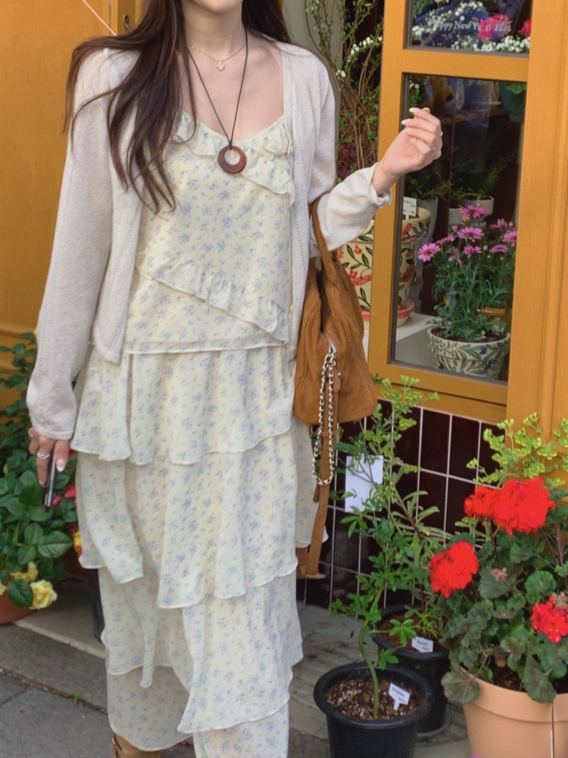 LA CREME韓國直郵實拍女裝新款熱賣26春夏推薦長裙花朵雪紡LA CREME長裙