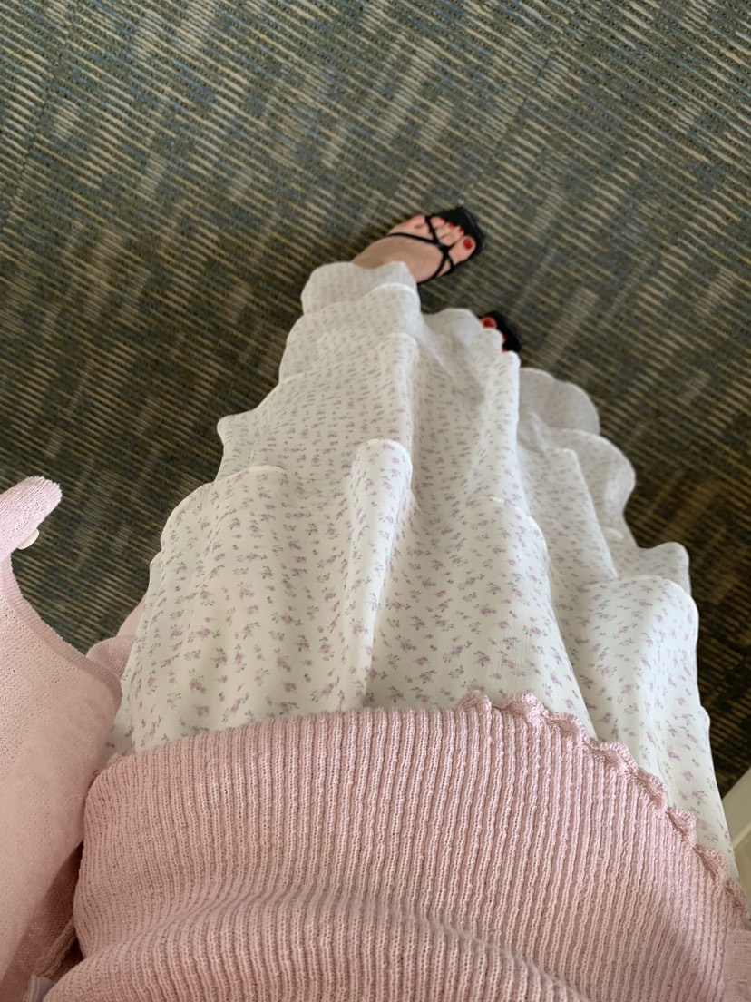 LA CREME韓國直郵實拍女裝新款熱賣26春夏推薦長裙花朵雪紡LA CREME長裙