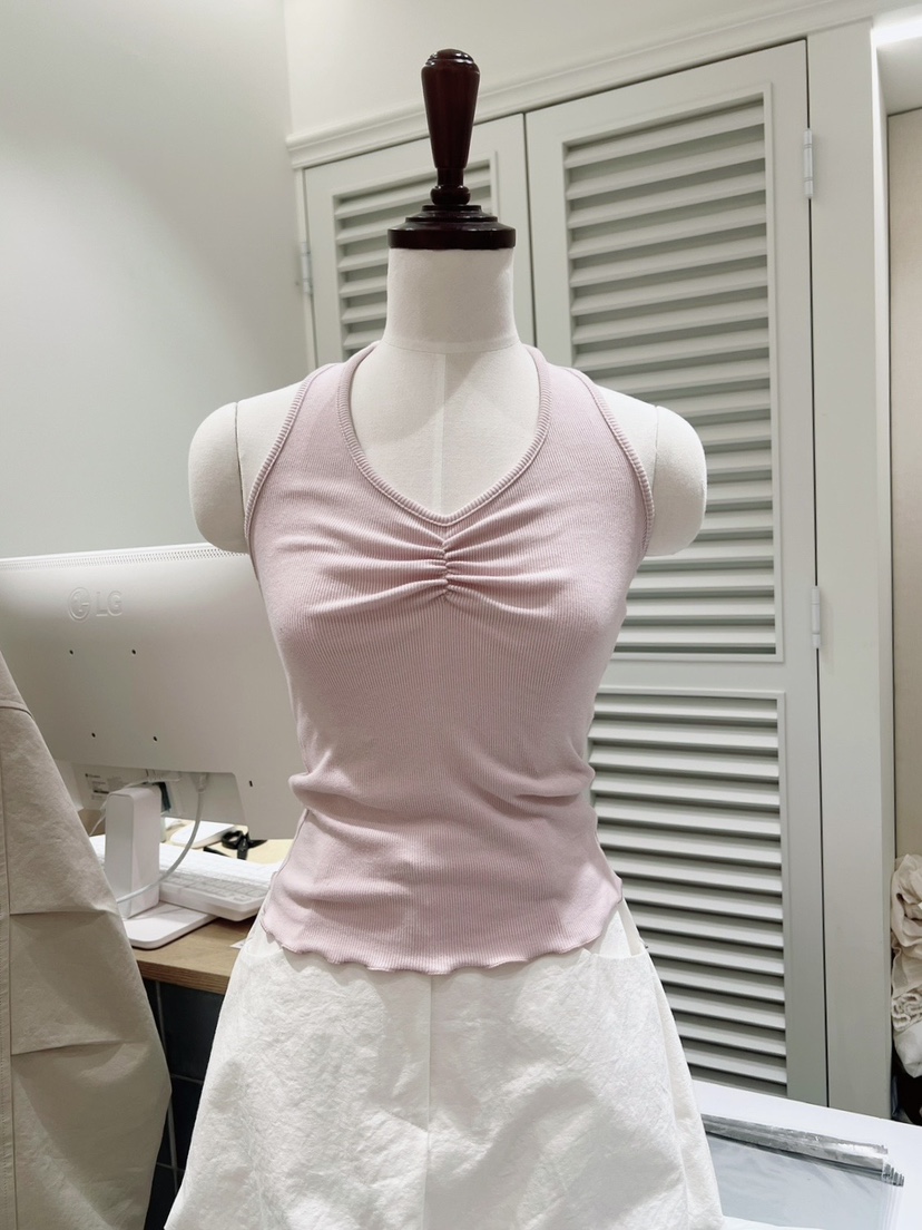 LOVE ROSIE韓國東大門代購女士新品時尚吊帶背心褶皺羅紋LOVE ROSIE吊帶/背心圖色1