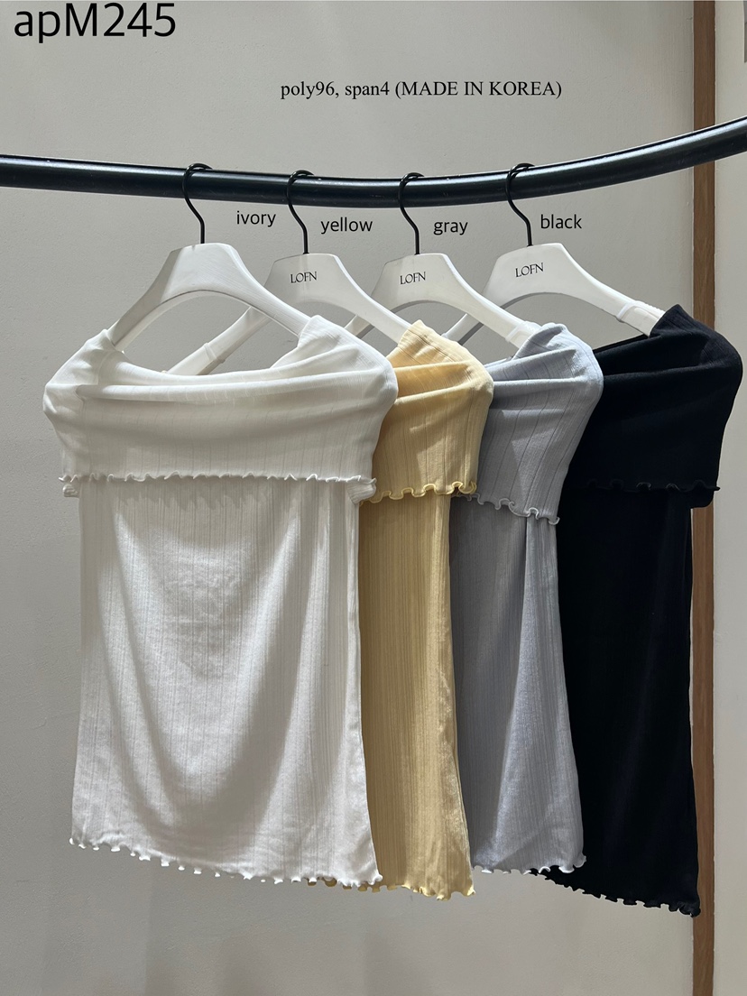 LOFN韓國直郵實拍女裝新品人氣休閑職業時尚26春夏T恤露肩LOFNT恤