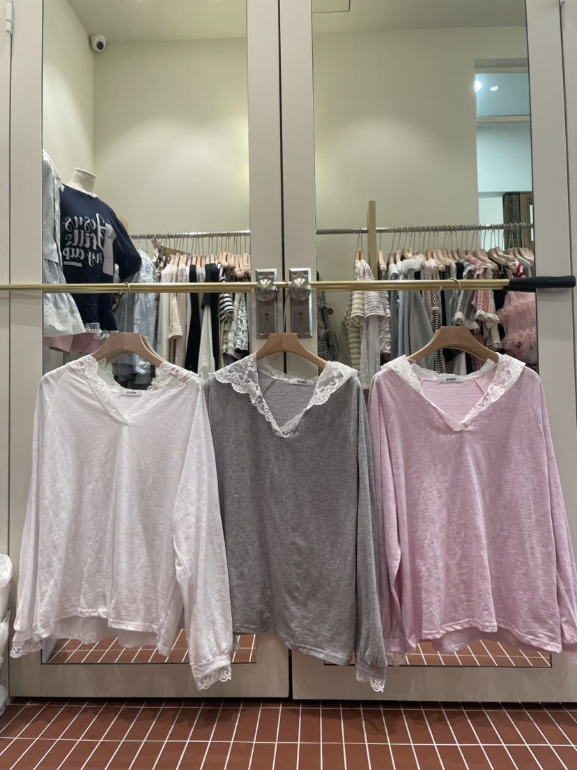 BE&amp;BE韓國直郵實拍女裝新品休閑26春夏長袖T恤蕾絲連帽BE&be長袖T恤