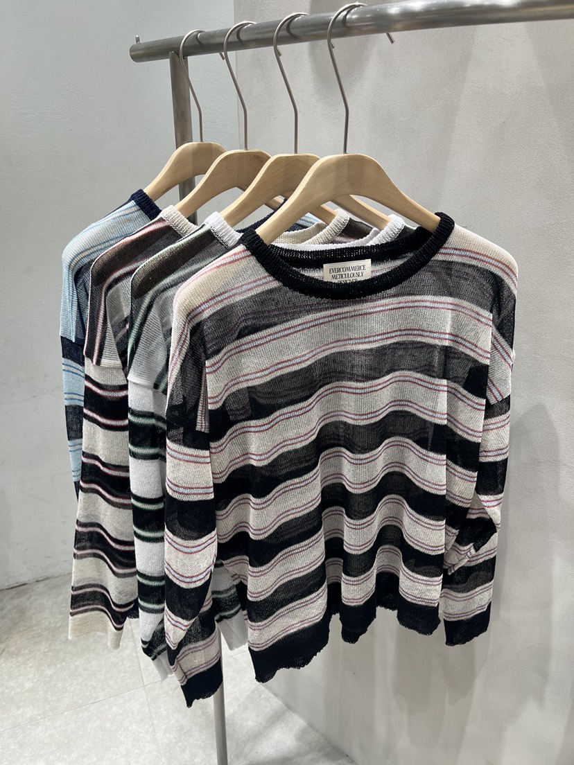 EVERCOMMERCE METICULOUSLY DESIGNED韓國東大門代購女裝新款熱賣針織衫亞麻條紋EVERCOMMERCE METICULOUSLY DESIGNED針織衫
