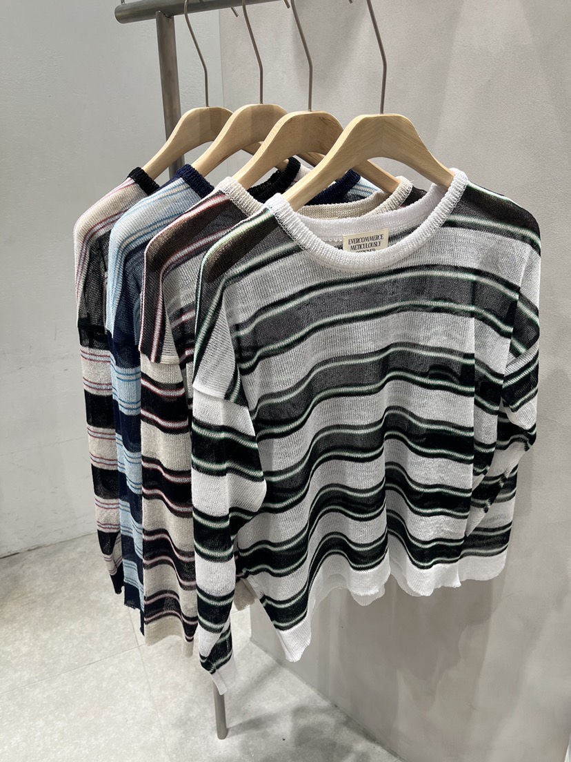 EVERCOMMERCE METICULOUSLY DESIGNED韓國東大門代購女裝新款熱賣針織衫亞麻條紋EVERCOMMERCE METICULOUSLY DESIGNED針織衫