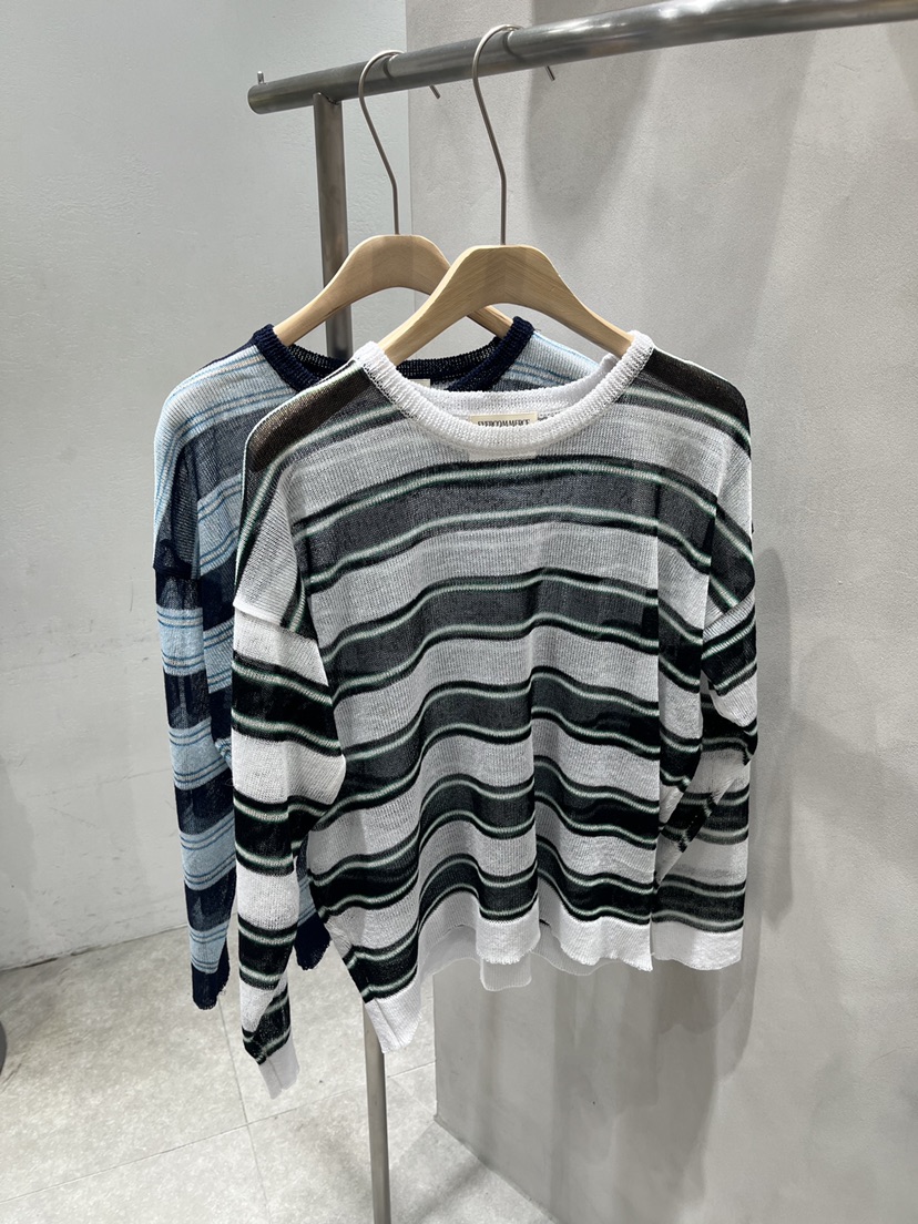 EVERCOMMERCE METICULOUSLY DESIGNED韓國東大門代購女裝新款熱賣針織衫亞麻條紋EVERCOMMERCE METICULOUSLY DESIGNED針織衫