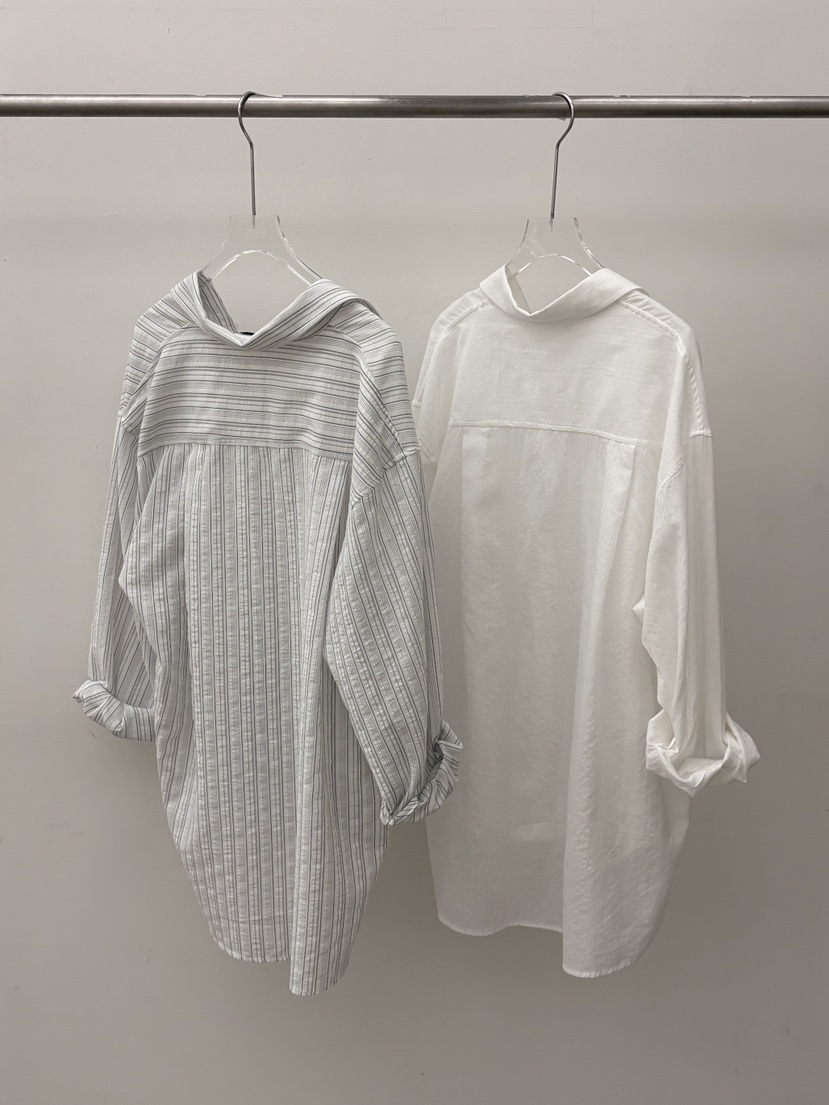 OURS韓國東大門代購女士新款26春夏休閑襯衫蕾絲衫透明條紋OURS襯衫/蕾絲衫