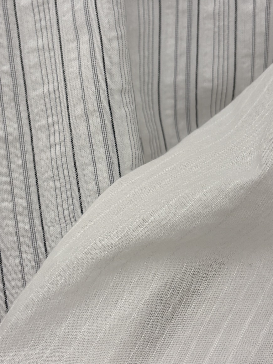 OURS韓國東大門代購女士新款26春夏休閑襯衫蕾絲衫透明條紋OURS襯衫/蕾絲衫