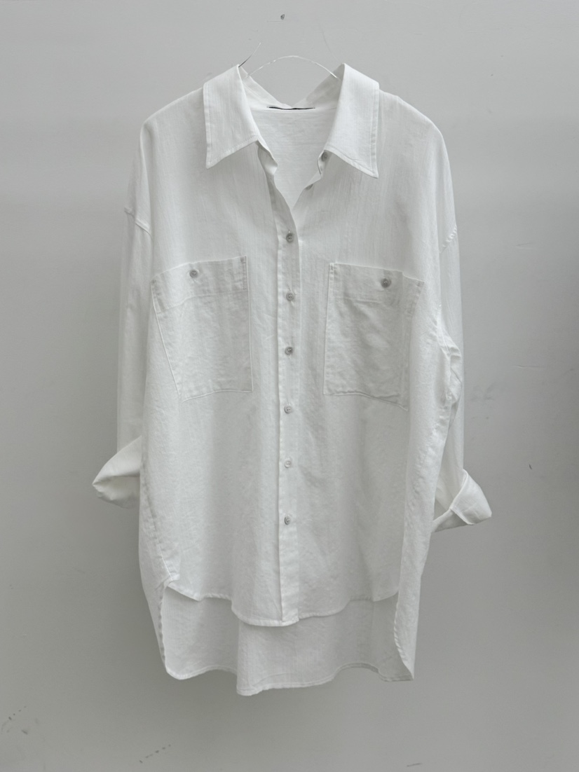 OURS韓國東大門代購女士新款26春夏休閑襯衫蕾絲衫透明條紋OURS襯衫/蕾絲衫圖色2