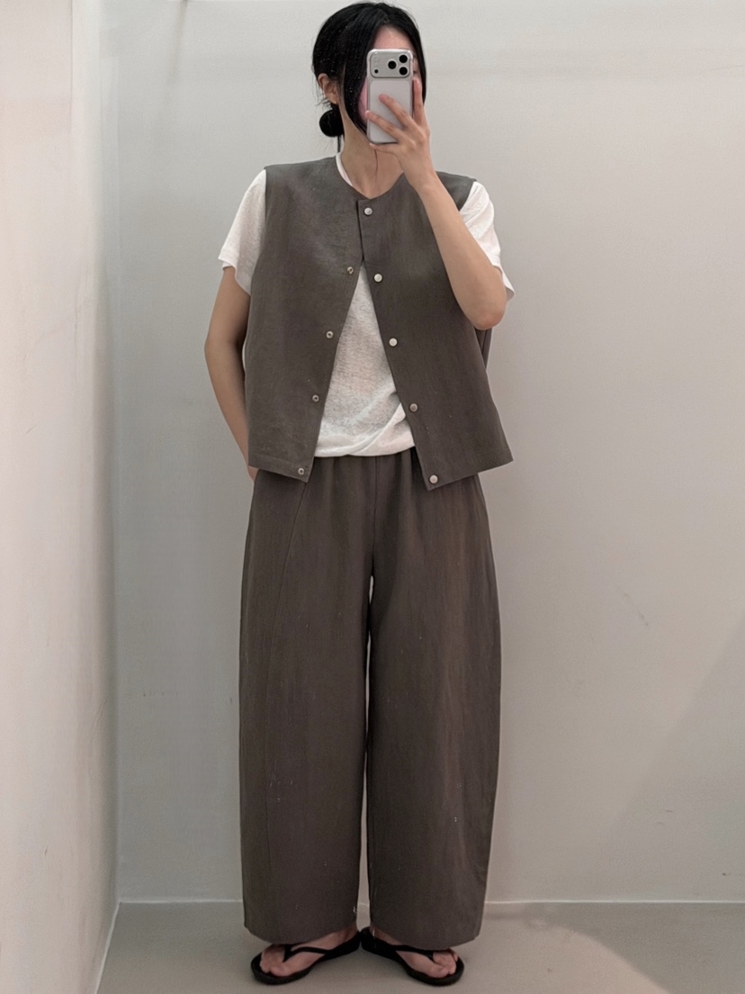 PEPPER-L韓國直郵女裝新款休閑時尚推薦職業26春夏馬甲亞麻布PEPPER馬甲