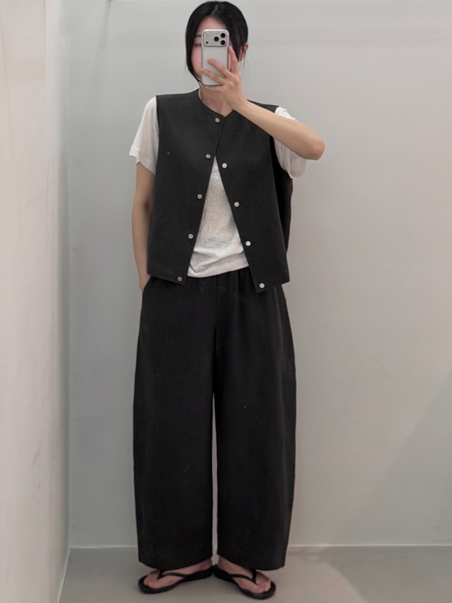 PEPPER-L韓國直郵女裝新款休閑時尚推薦職業26春夏馬甲亞麻布PEPPER馬甲