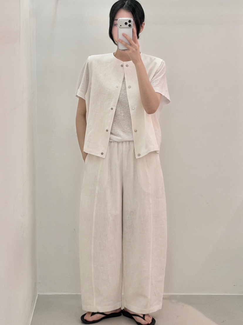 PEPPER-L韓國直郵女裝新款休閑時尚推薦職業26春夏馬甲亞麻布PEPPER馬甲