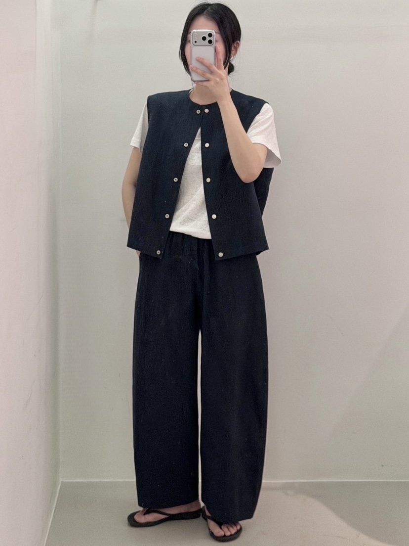 PEPPER-L韓國直郵女裝新款休閑時尚推薦職業26春夏馬甲亞麻布PEPPER馬甲