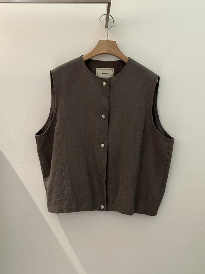 PEPPER-L韓國直郵女裝新款休閑時尚推薦職業26春夏馬甲亞麻布PEPPER馬甲圖色1