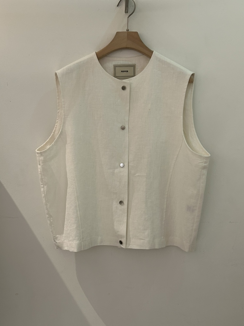 PEPPER-L韓國直郵女裝新款休閑時尚推薦職業26春夏馬甲亞麻布PEPPER馬甲圖色4
