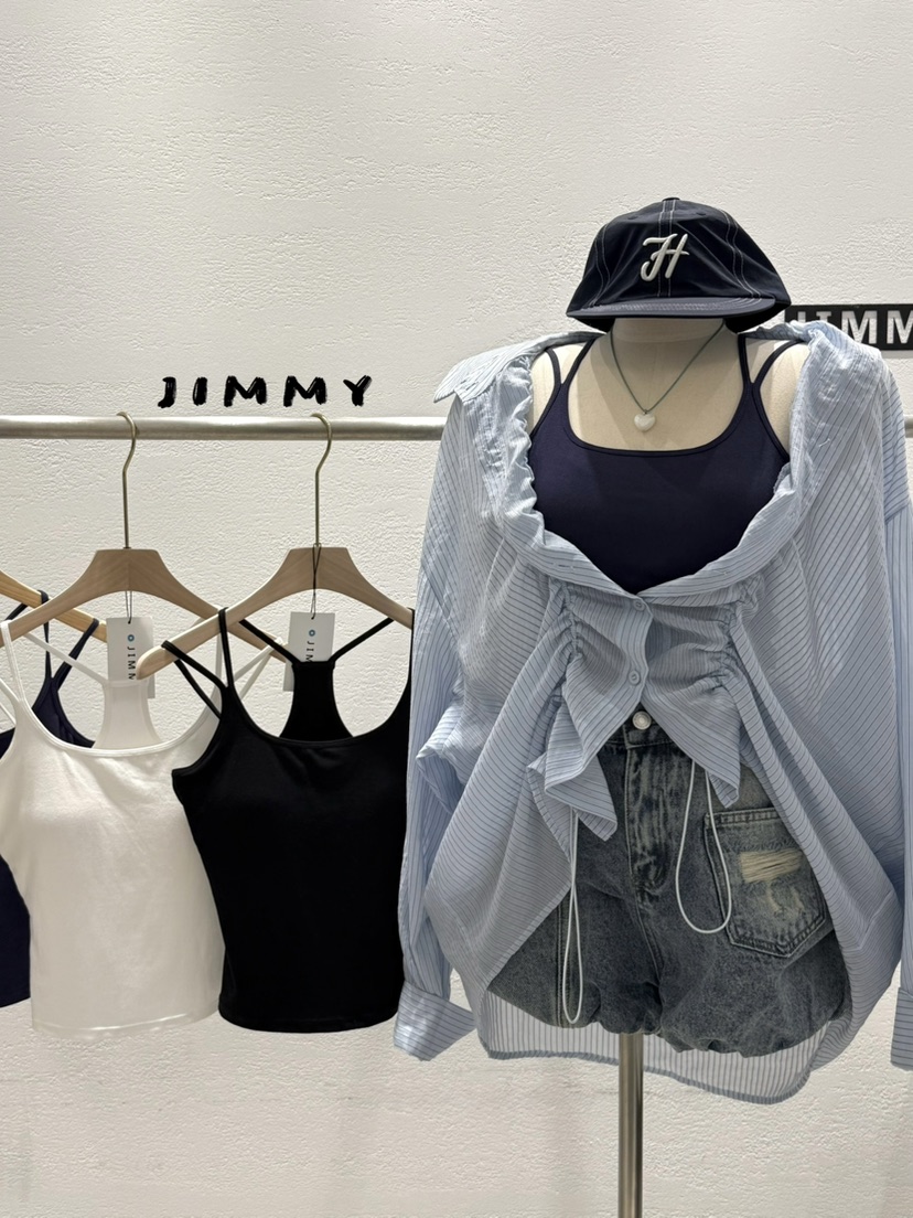 JIMMY韓國直郵女裝新款時尚26春夏推薦人氣熱賣吊帶背心條紋JIMMY/REMAKE吊帶/背心