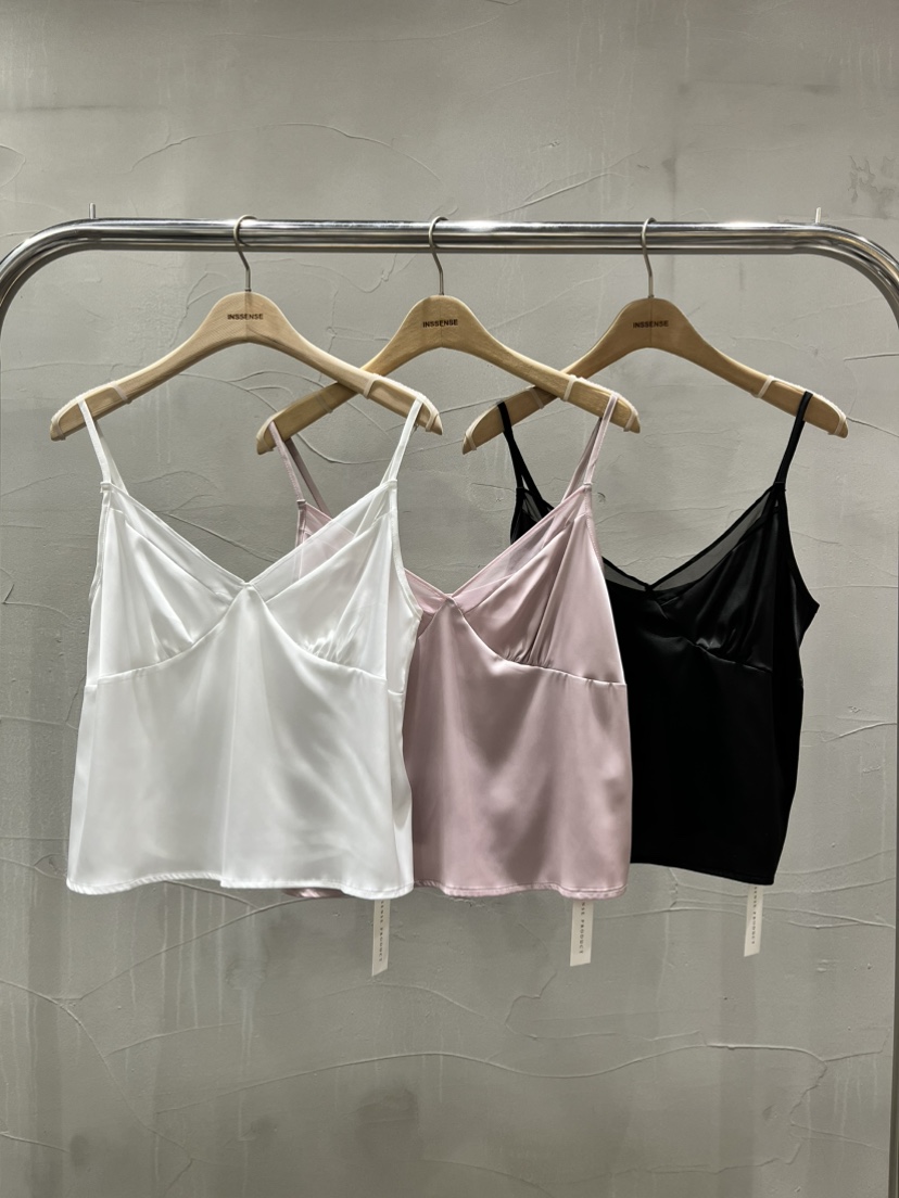 INSSENSE-A韓國東大門直郵女裝新品推薦吊帶背心紐扣緞面INSSENSE-A吊帶/背心