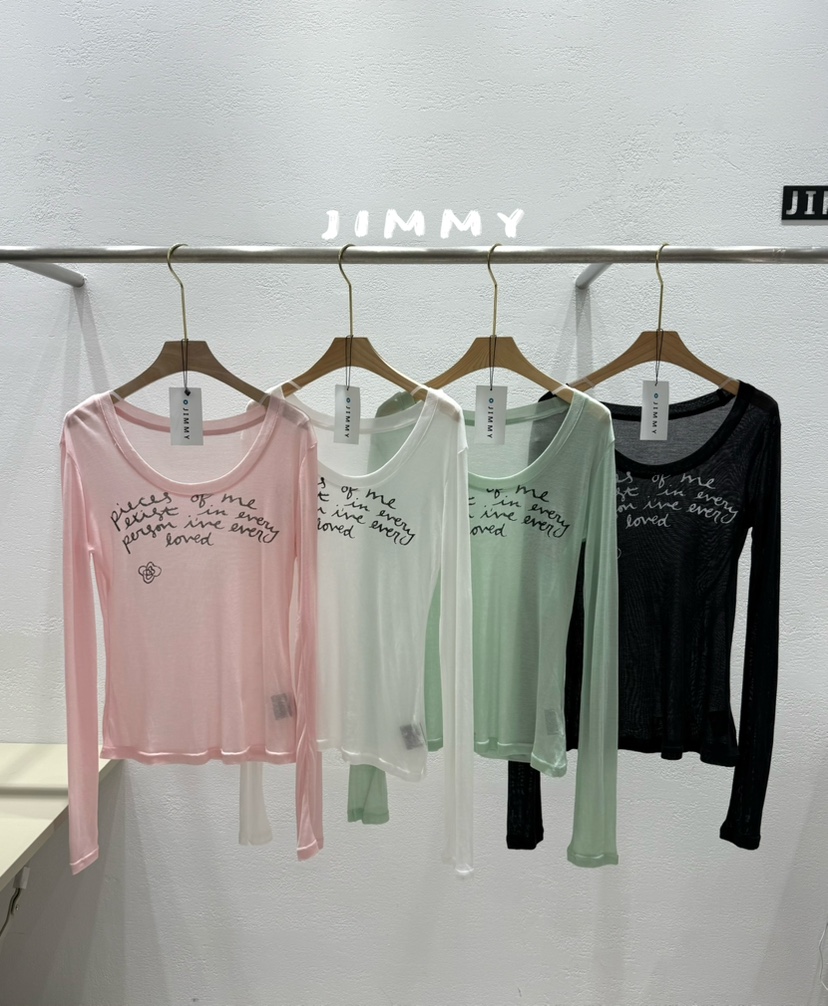 JIMMY韓國直郵實拍女士新款26春夏推薦休閑人氣長袖T恤透明JIMMY/REMAKE長袖T恤
