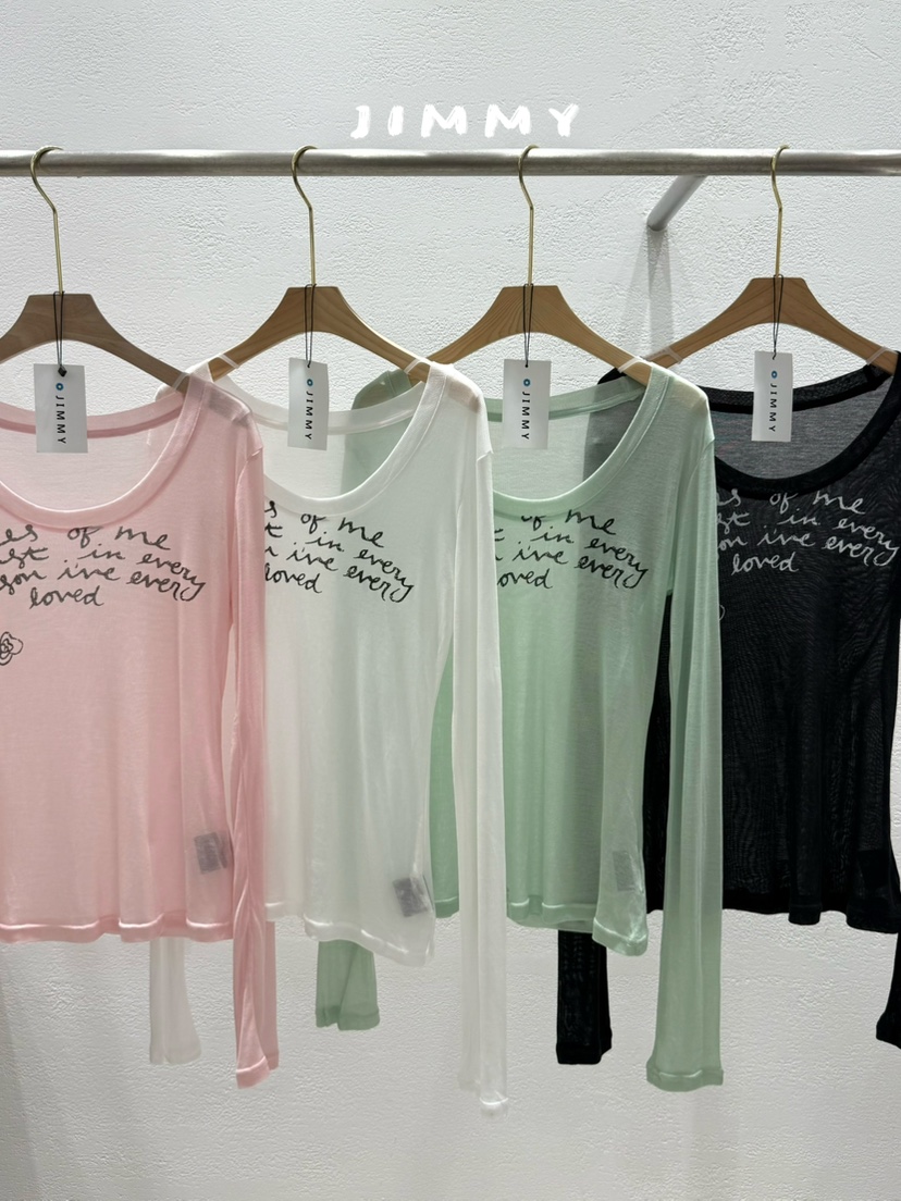JIMMY韓國直郵實拍女士新款26春夏推薦休閑人氣長袖T恤透明JIMMY/REMAKE長袖T恤