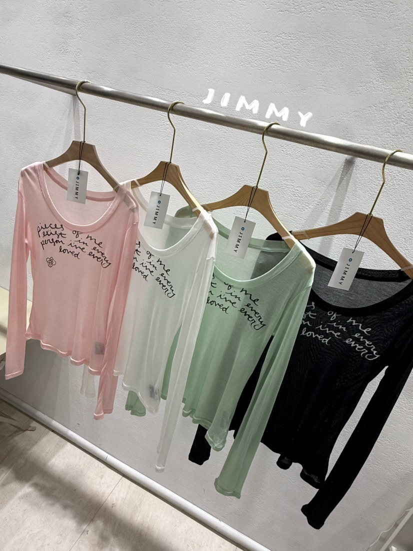 JIMMY韓國直郵實拍女士新款26春夏推薦休閑人氣長袖T恤透明JIMMY/REMAKE長袖T恤