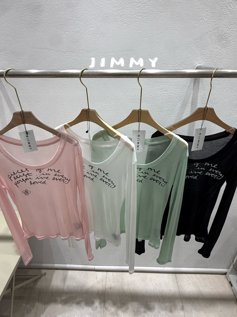 JIMMY韓國直郵實拍女士新款26春夏推薦休閑人氣長袖T恤透明JIMMY/REMAKE長袖T恤