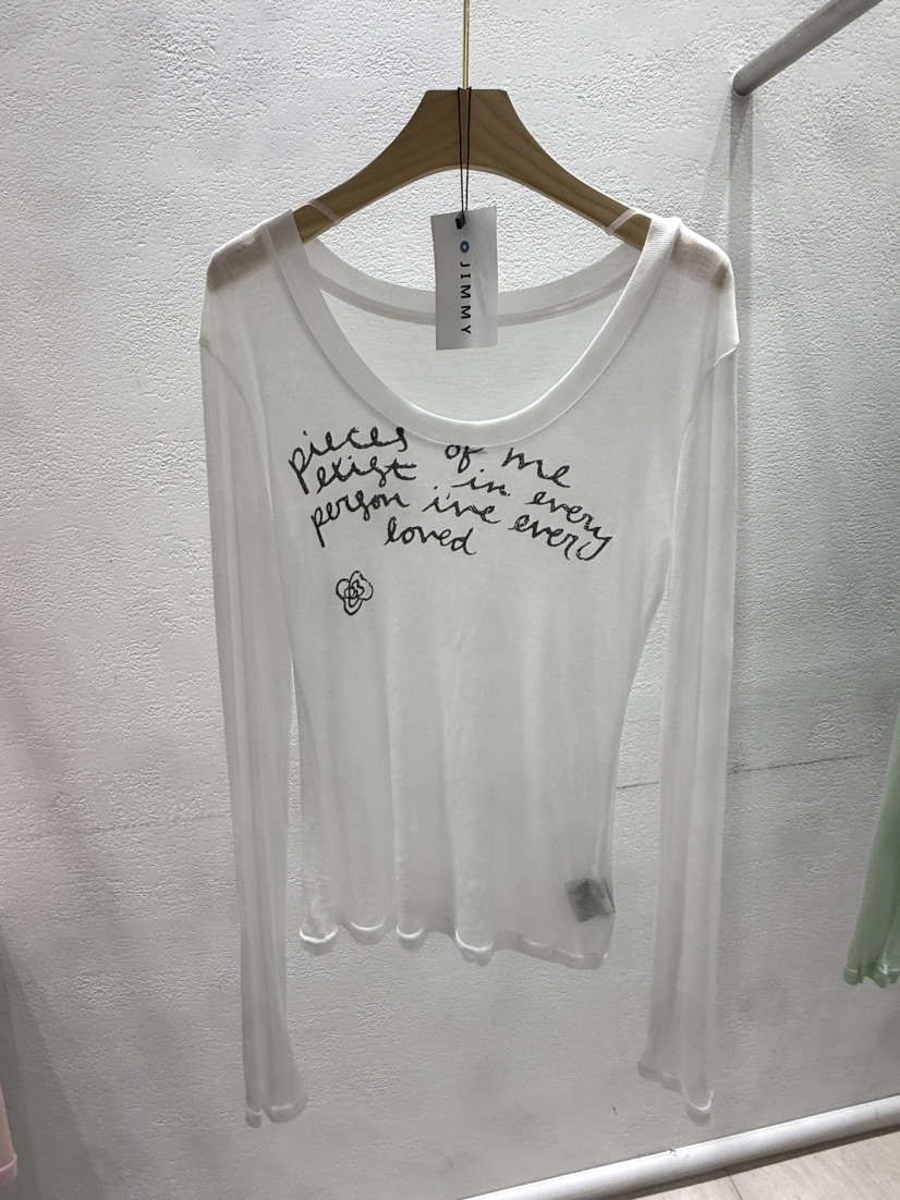 JIMMY韓國直郵實拍女士新款26春夏推薦休閑人氣長袖T恤透明JIMMY/REMAKE長袖T恤圖色2