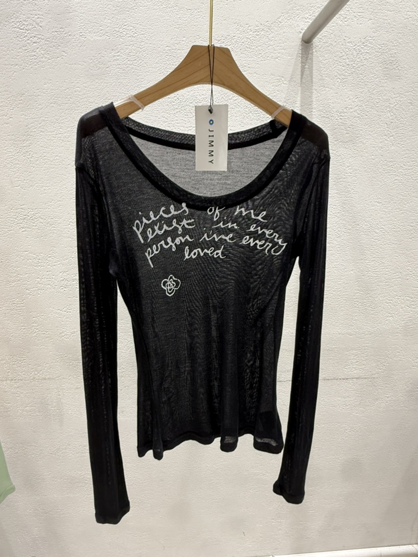 JIMMY韓國直郵實拍女士新款26春夏推薦休閑人氣長袖T恤透明JIMMY/REMAKE長袖T恤圖色4