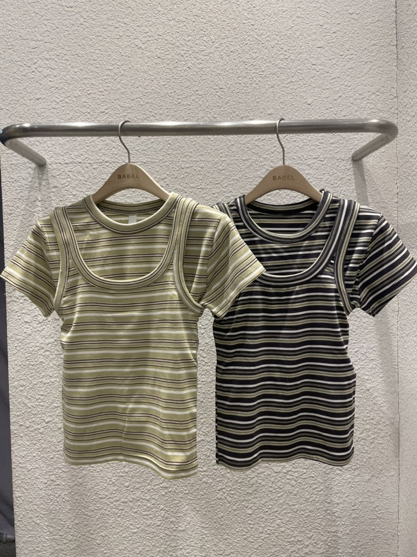 BABEL韓國直郵女裝新款熱賣休閑時尚人氣職業推薦T恤條紋BABELT恤