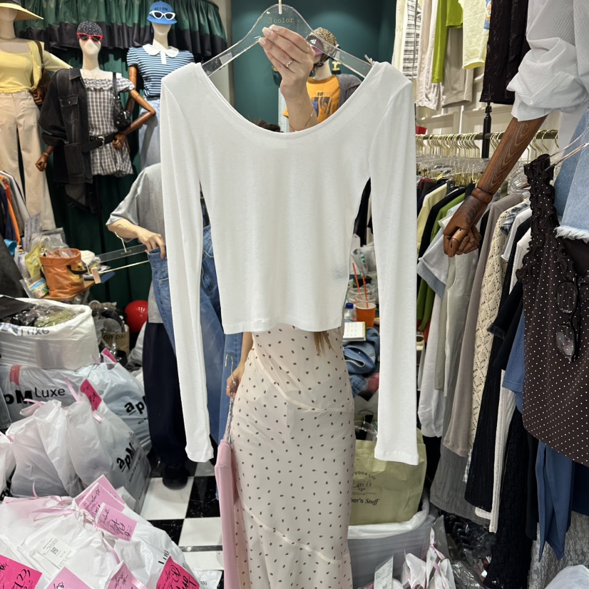 3COLOR韓國東大門代購女士新品推薦長袖T恤Three color長袖T恤圖色1