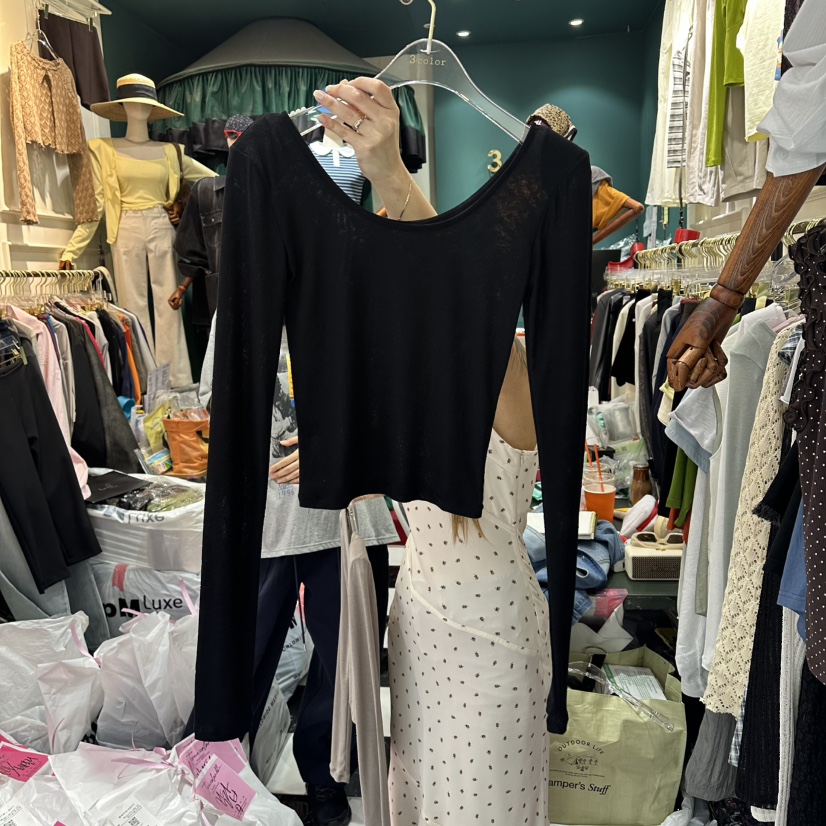 3COLOR韓國東大門代購女士新品推薦長袖T恤Three color長袖T恤圖色5