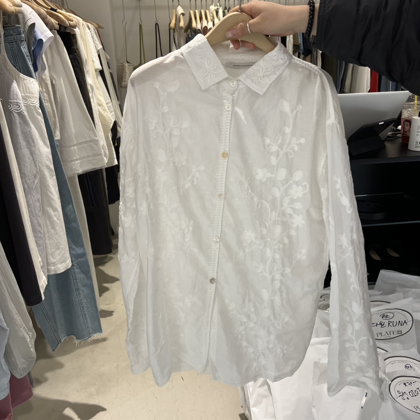 PLATE韓國代購女士新品推薦26春夏職業休閑熱賣襯衫蕾絲衫PLATE襯衫/蕾絲衫圖色1