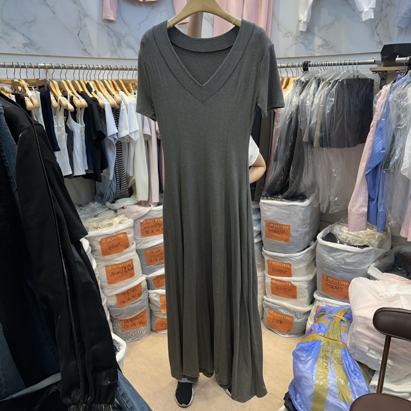 OLIVE TrEE韓國直郵女裝新品人氣職業休閑26春夏連衣裙V領OLIVE TrEE連衣裙圖色1