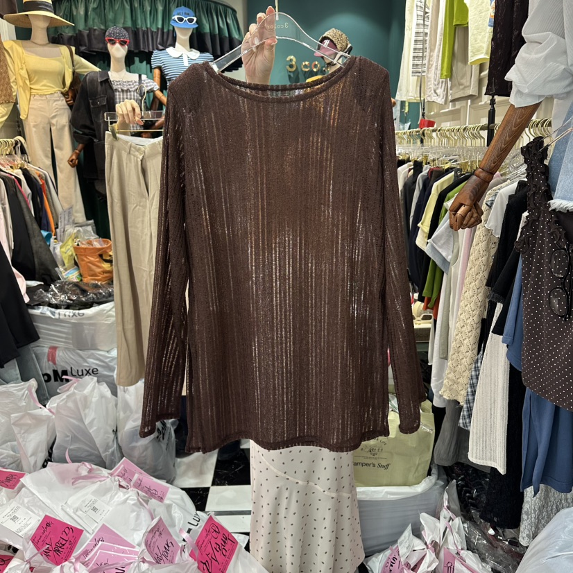 3COLOR韓國直郵女士新款人氣長袖T恤Three color長袖T恤圖色2