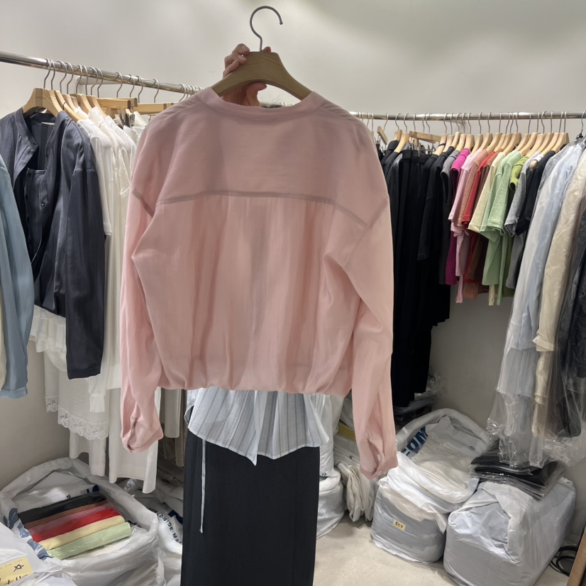 SENDTWO韓國代購女裝新品休閑推薦時尚熱賣襯衫蕾絲衫假兩件SENDTWO襯衫/蕾絲衫