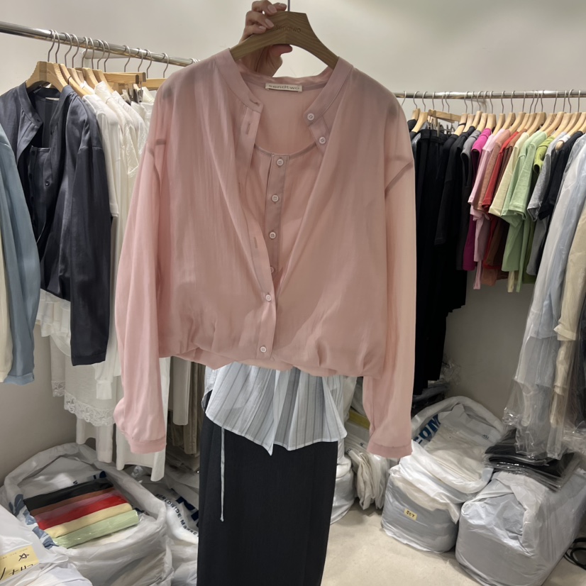 SENDTWO韓國代購女裝新品休閑推薦時尚熱賣襯衫蕾絲衫假兩件SENDTWO襯衫/蕾絲衫圖色2