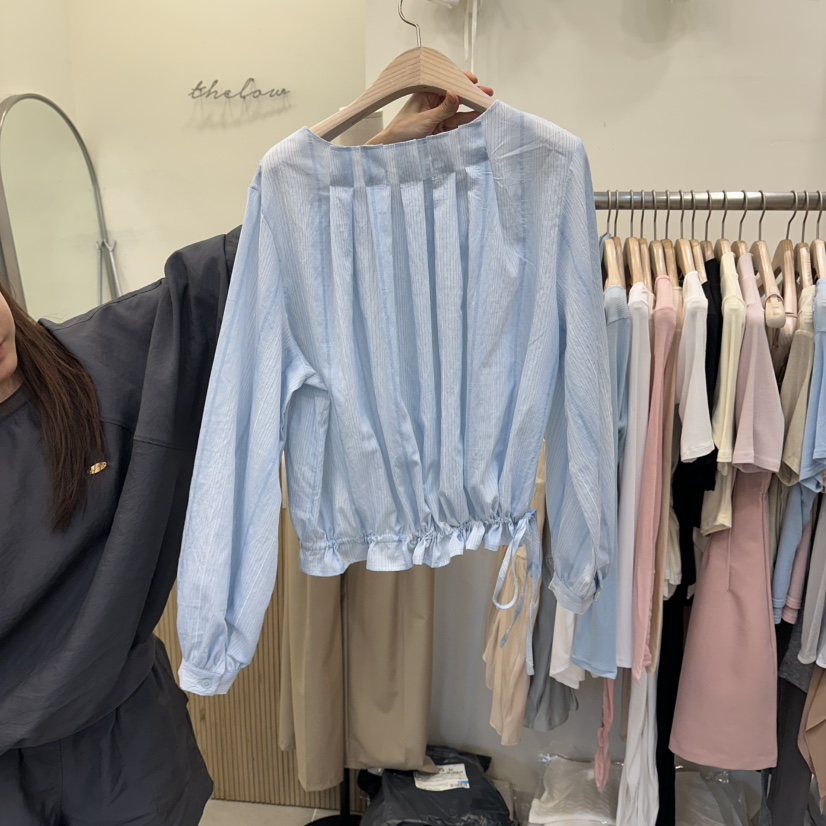 THE LOW韓國直郵實拍女士新款推薦休閑職業襯衫蕾絲衫褶裥THE LOW襯衫/蕾絲衫