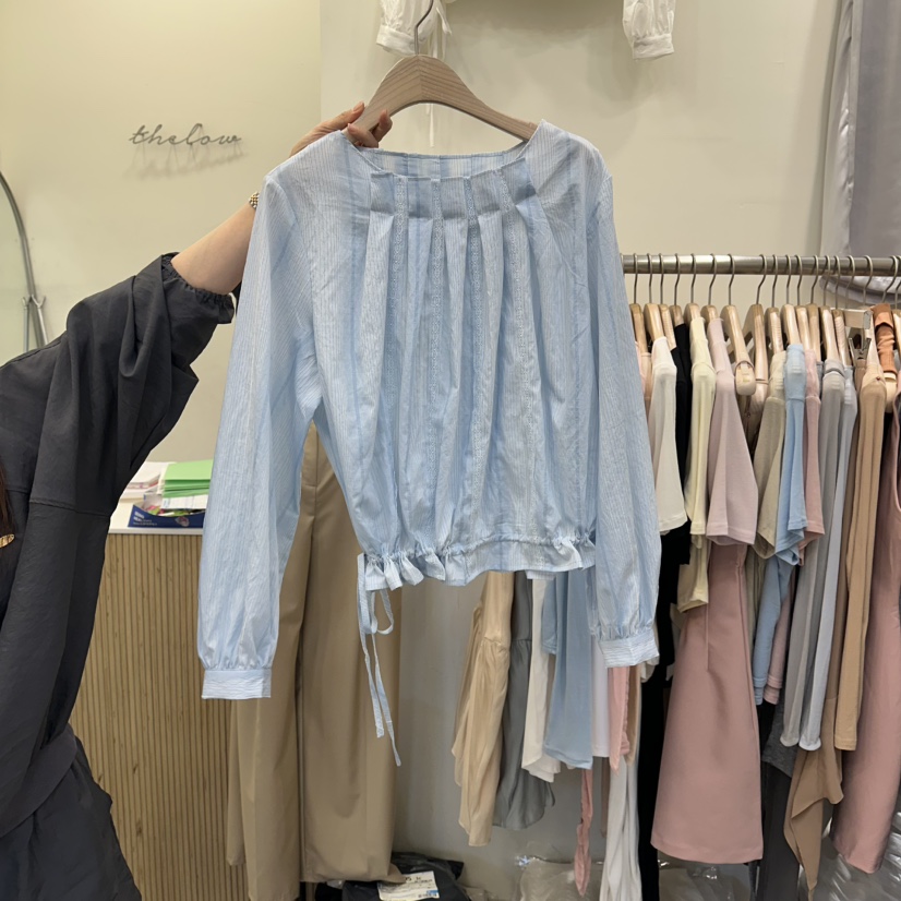 THE LOW韓國直郵實拍女士新款推薦休閑職業襯衫蕾絲衫褶裥THE LOW襯衫/蕾絲衫圖色2