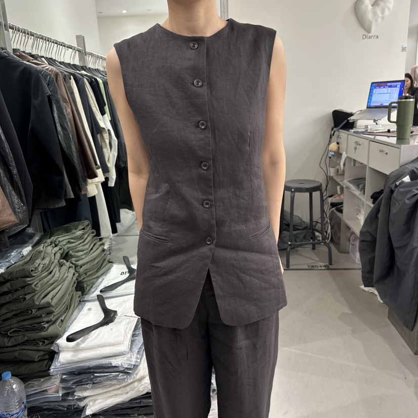 DIARRA韓國直郵實拍女士新品人氣職業熱賣休閑26春夏馬甲亞麻DIARRA馬甲圖色1