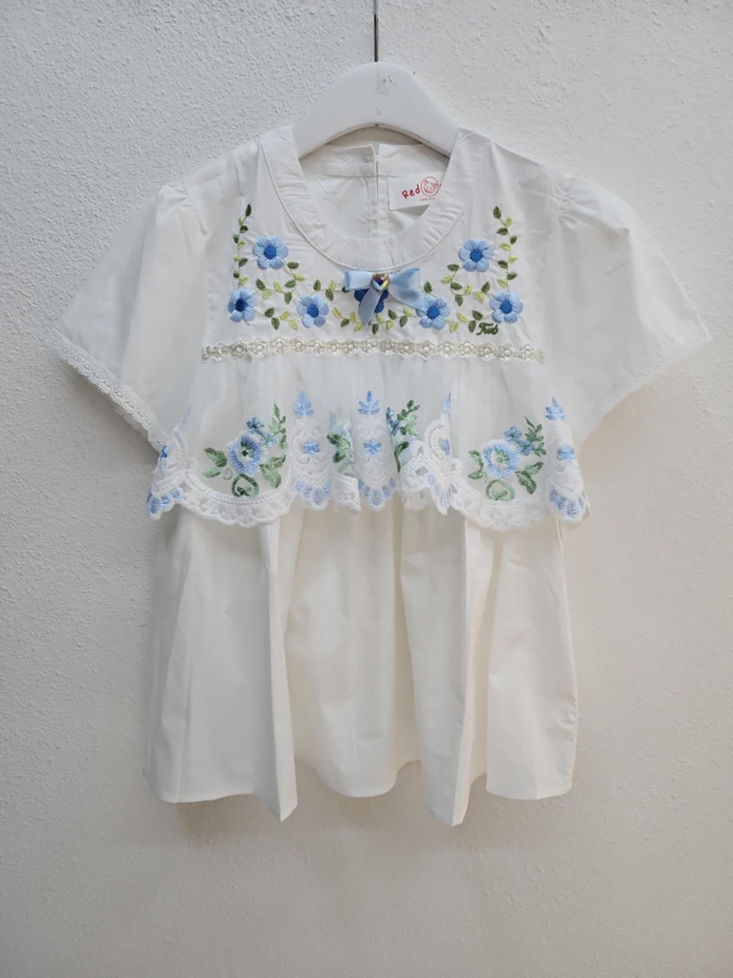 REDPIG韓國代購女裝新款26春夏人氣熱賣職業襯衫蕾絲衫刺繡Red Pig襯衫/蕾絲衫圖色1