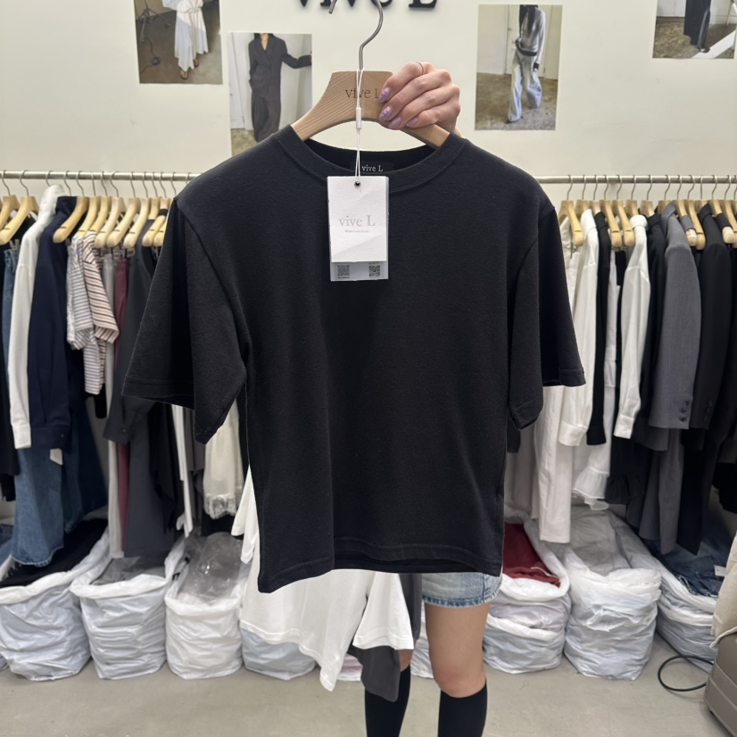 VIVEL韓國直郵女裝新品休閑人氣職業熱賣推薦T恤修身短款VIVELT恤圖色2